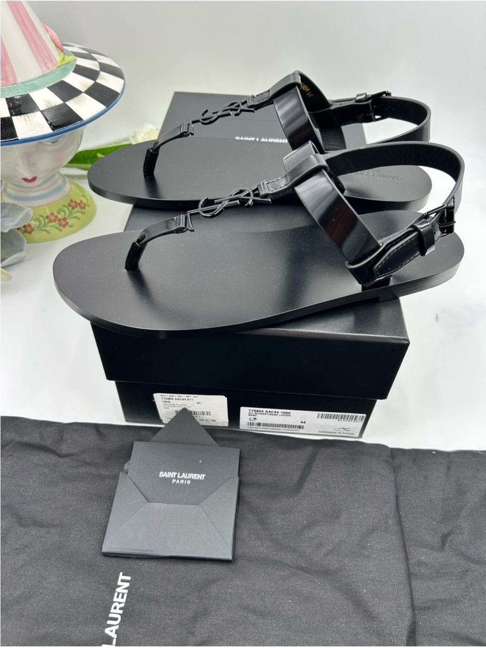 Men’s Saint Laurent YSL CASSANDRE song sandal size 44 made in Italy - Picture 4 of 9
